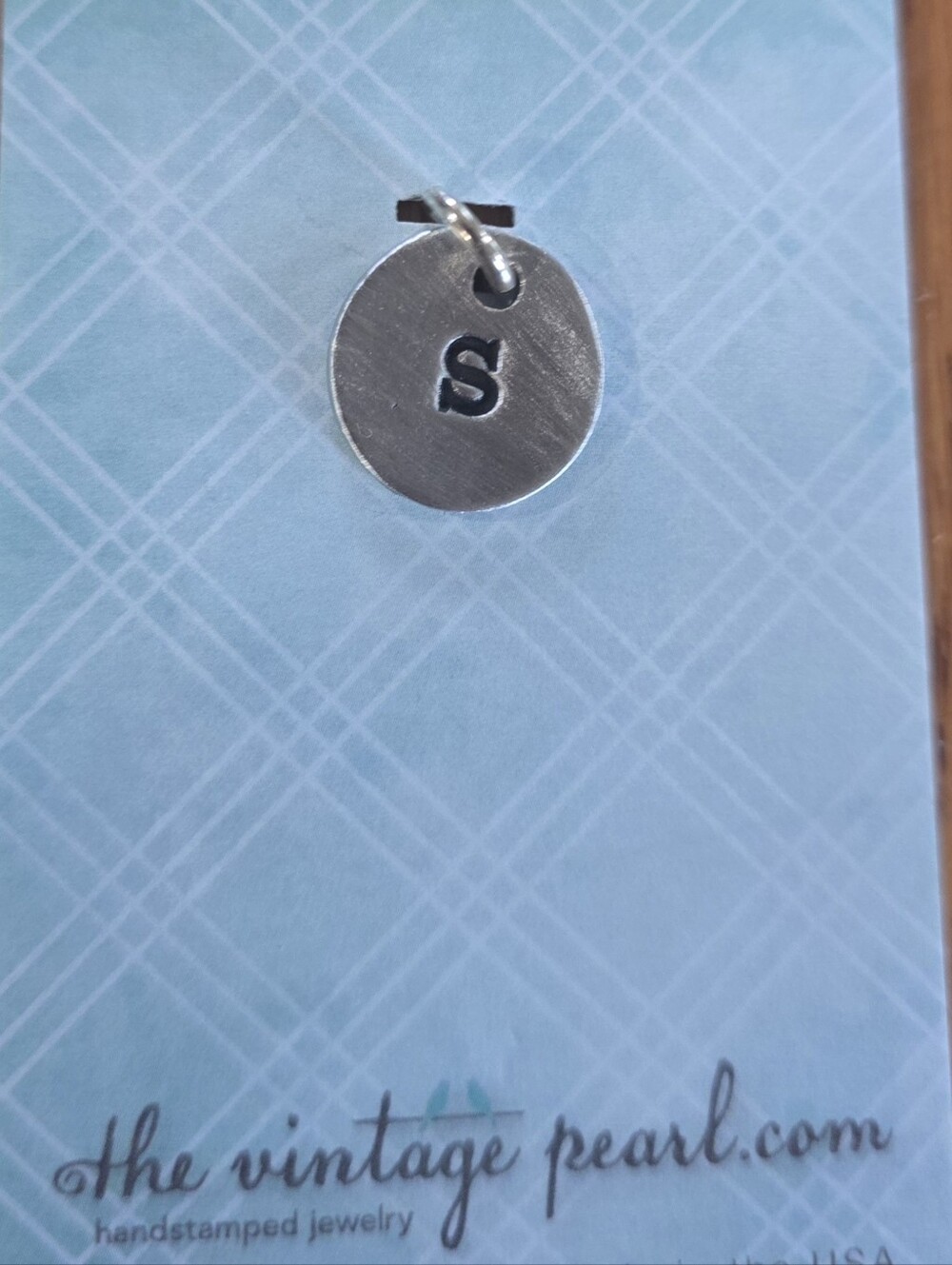 Handstamped Silver Initial 'S' Charm Pendant